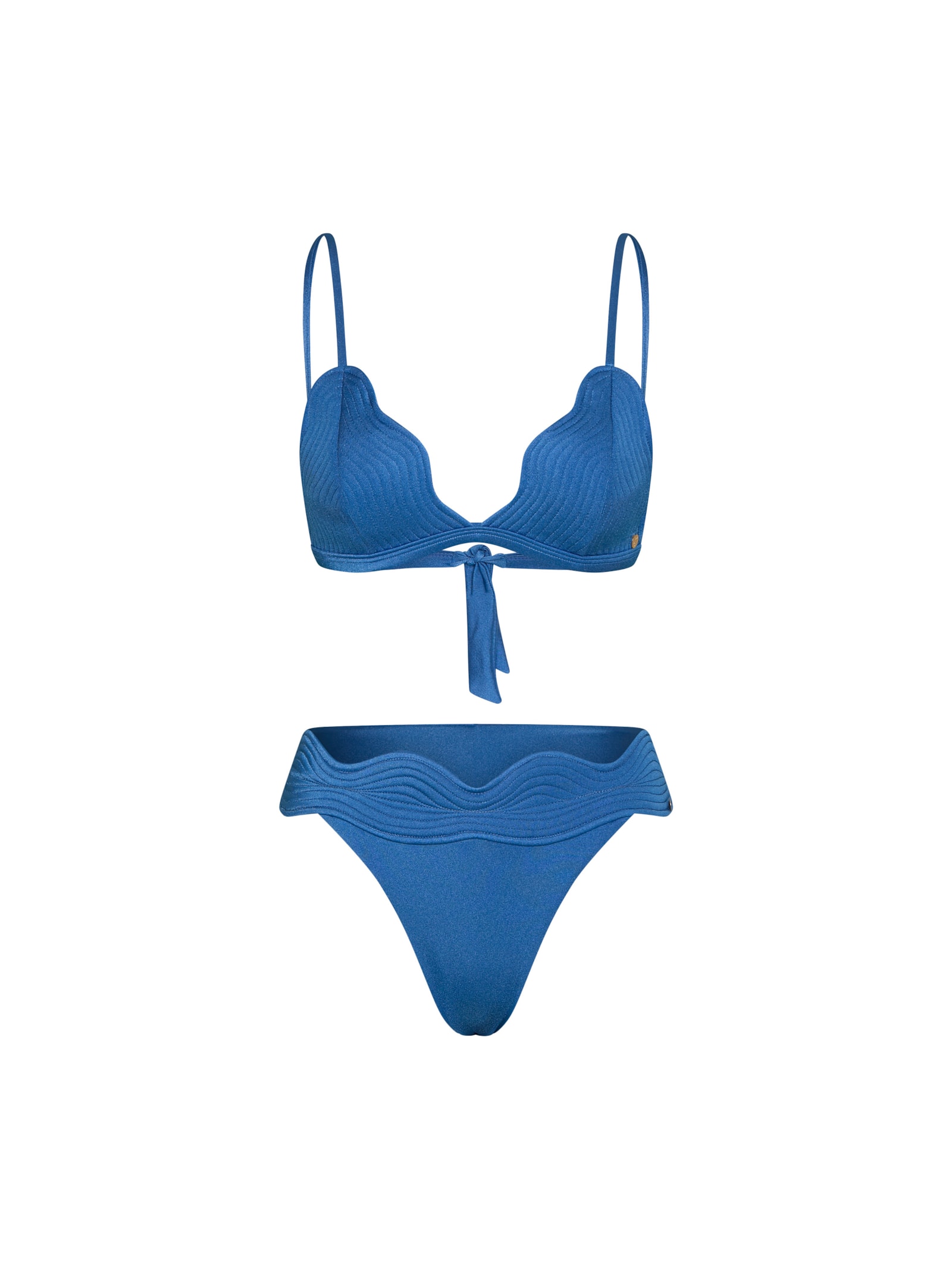 top triângulo em matelassê orla azul Suntime