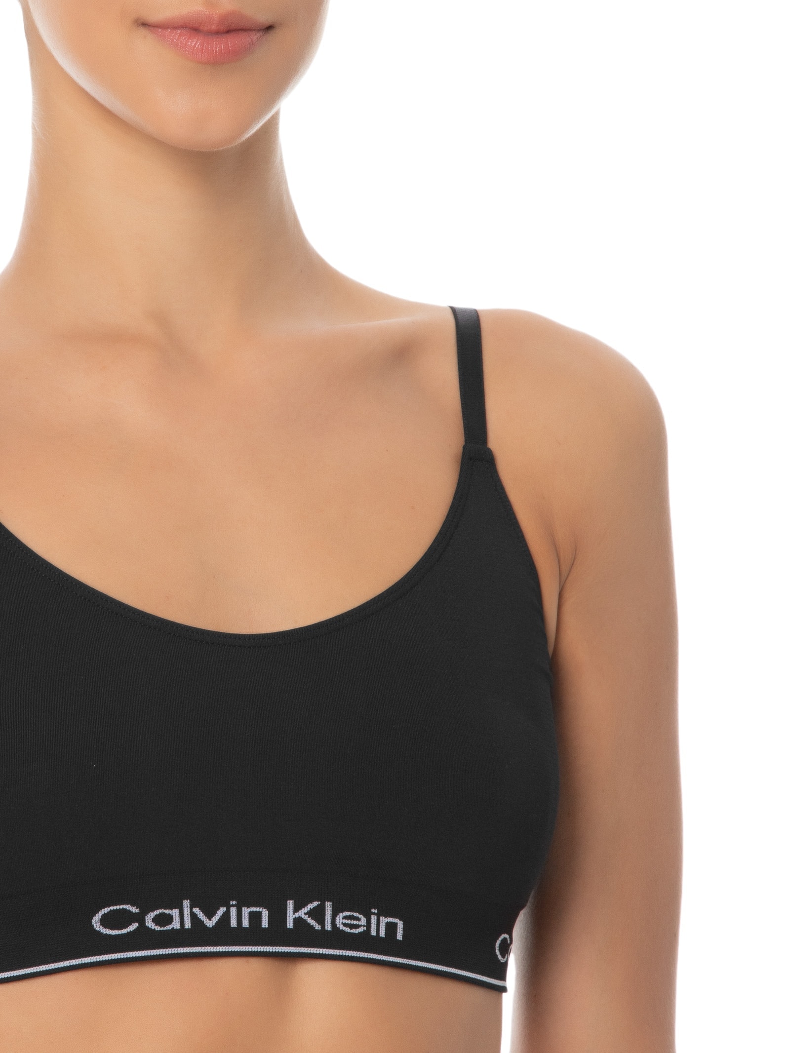 Top Triângulo Modern Cotton Seamless Preto Calvin Klein Underwear