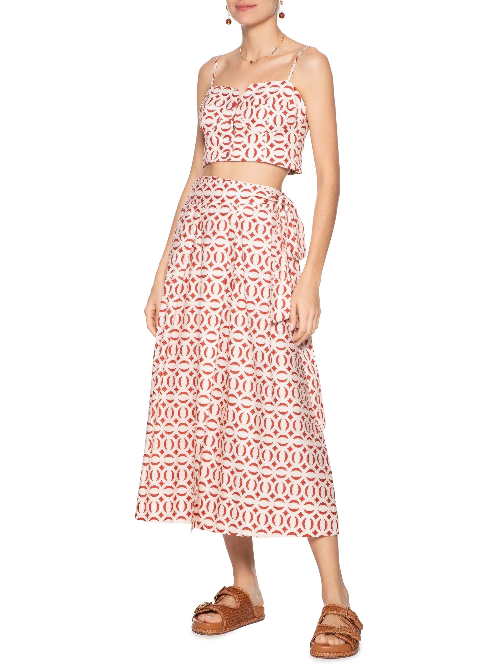 Top Tricoline Estampa Cobogós Vermelho Dress To