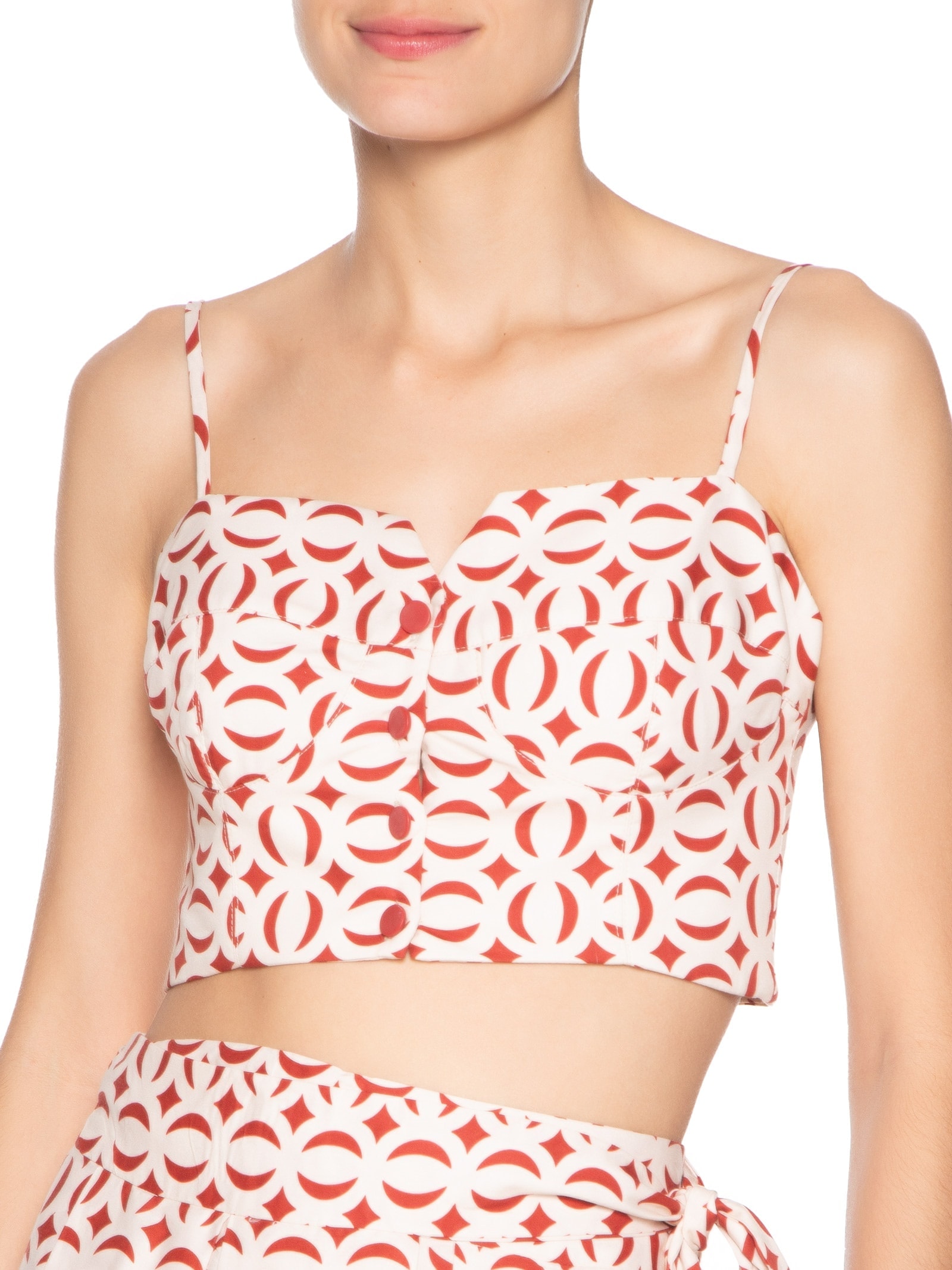 Top Tricoline Estampa Cobogós Vermelho Dress To