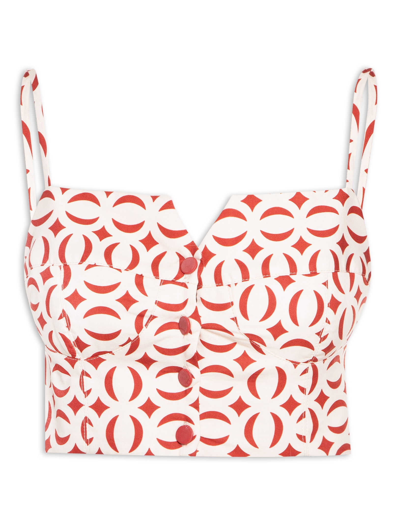 Top Tricoline Estampa Cobogós Vermelho Dress To