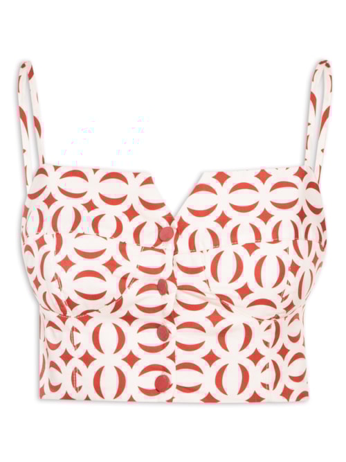 Top Tricoline Estampa Cobogós – Vermelho