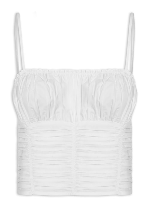 Top Tricoline Franzido – Branco