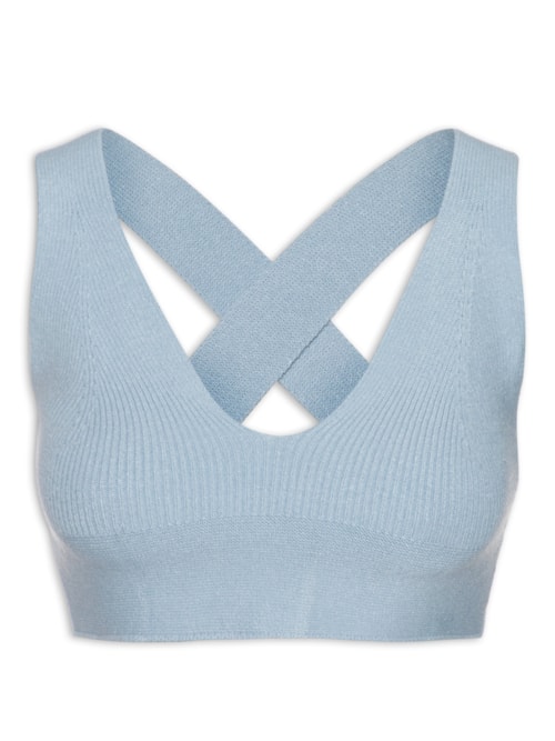 Top Tricot Alça Cruzada – Azul