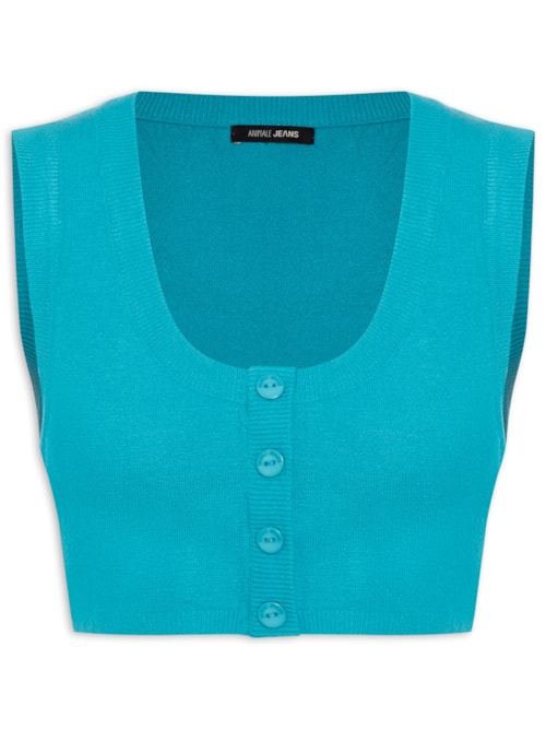 Top Tricot Botões – Azul