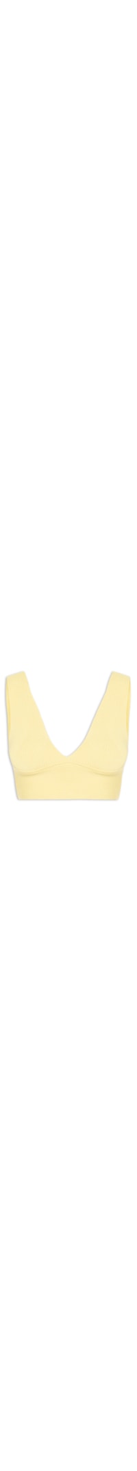 Top Tricot Canelado Decote V - Amarelo