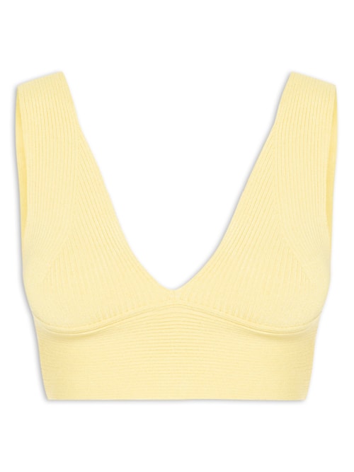 Top Tricot Canelado Decote V – Amarelo