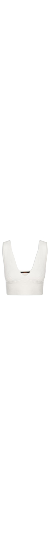 Top Tricot Canelado Decote V - Off White