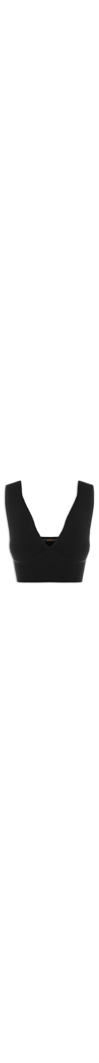 Top Tricot Canelado Decote V - Preto