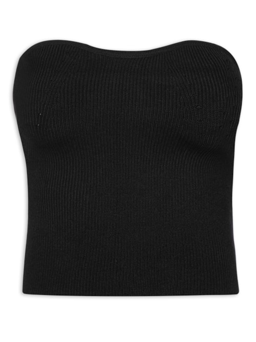 Top Tricot Canelado – Preto