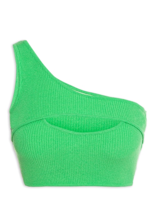 Top Tricot Canelado Recorte - Verde