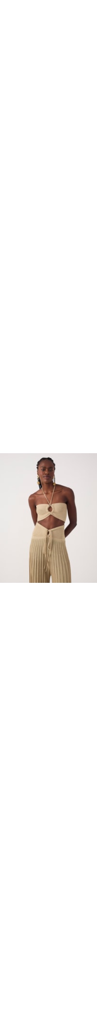 Top Tricot Franzido Lurex - Dourado