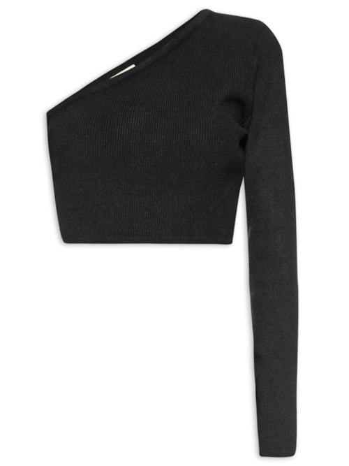 Top Tricot Ombro Só - Preto
