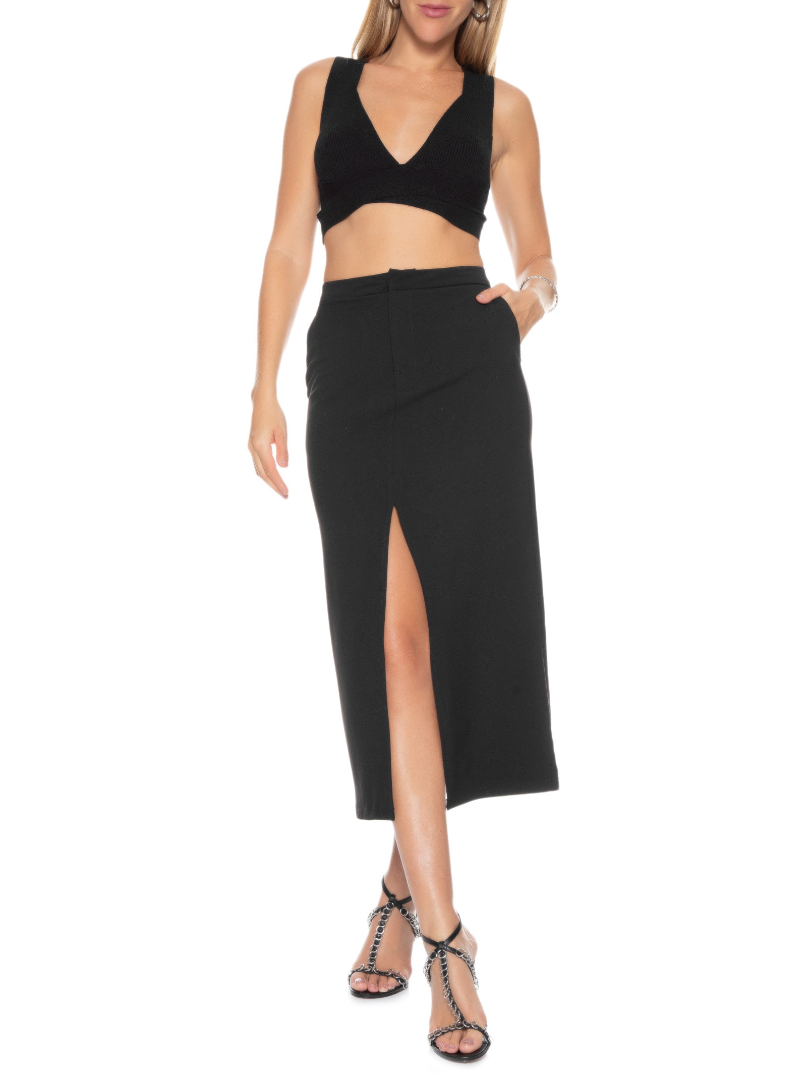 Top Tricot Preto Open
