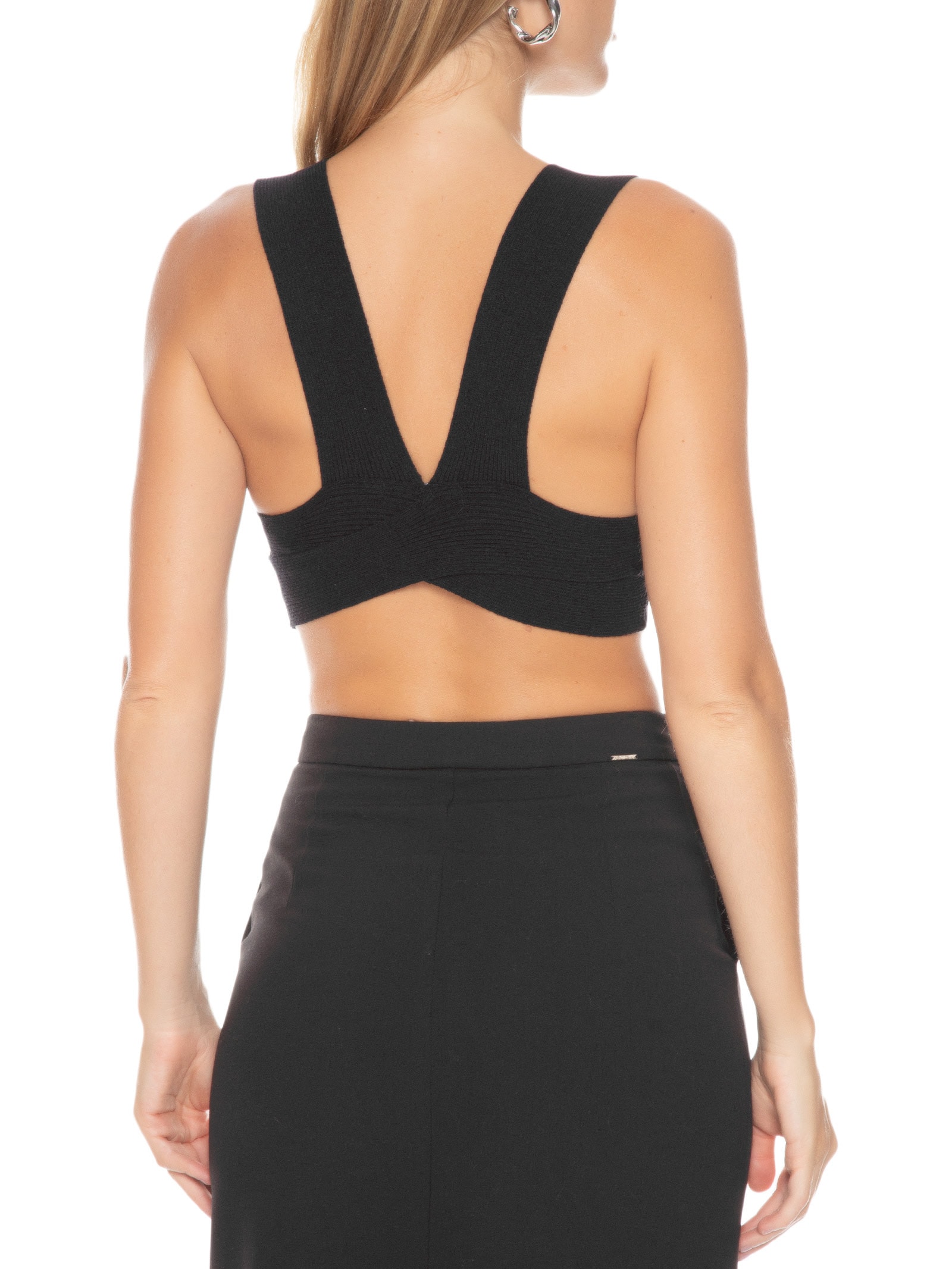 Top Tricot Preto Open
