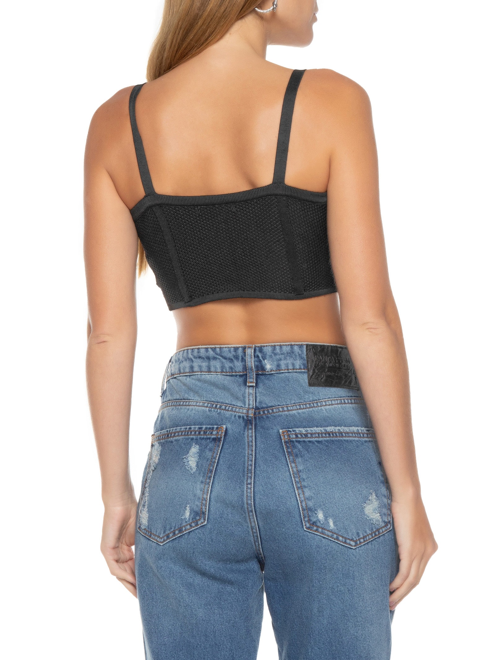 Top Tricot Preto Open