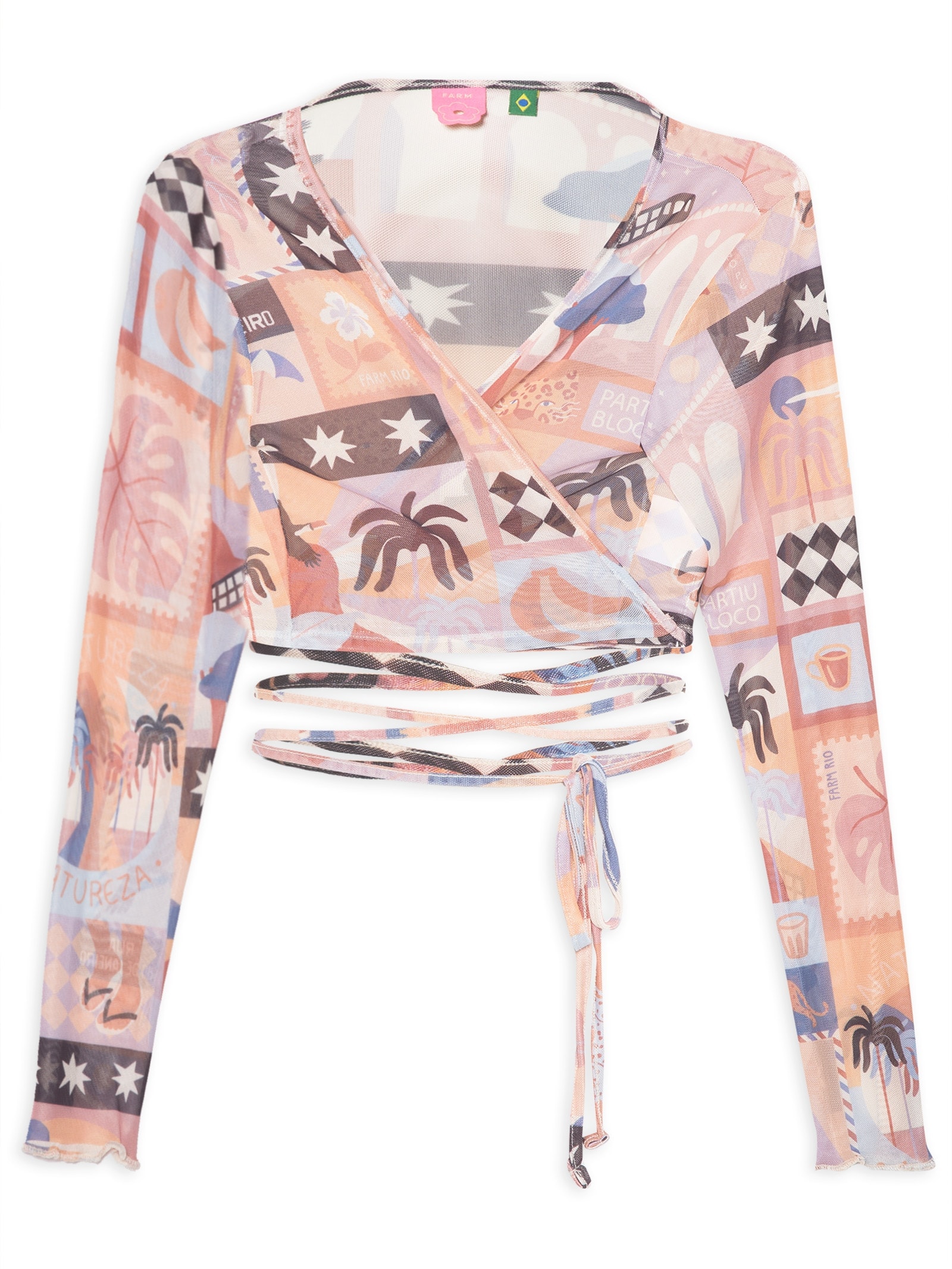 Top Tule Postal Carioca Bege Farm