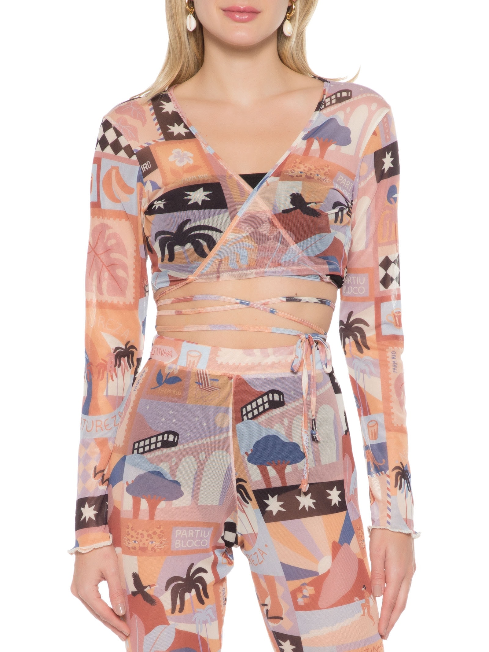 Top Tule Postal Carioca Bege Farm