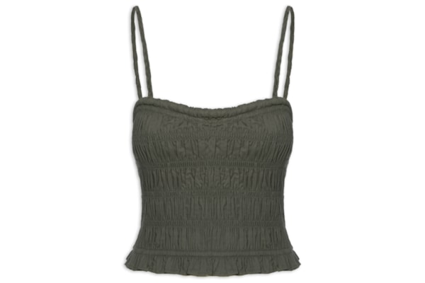 Top Voil Com Enchimento No Decote - Cinza