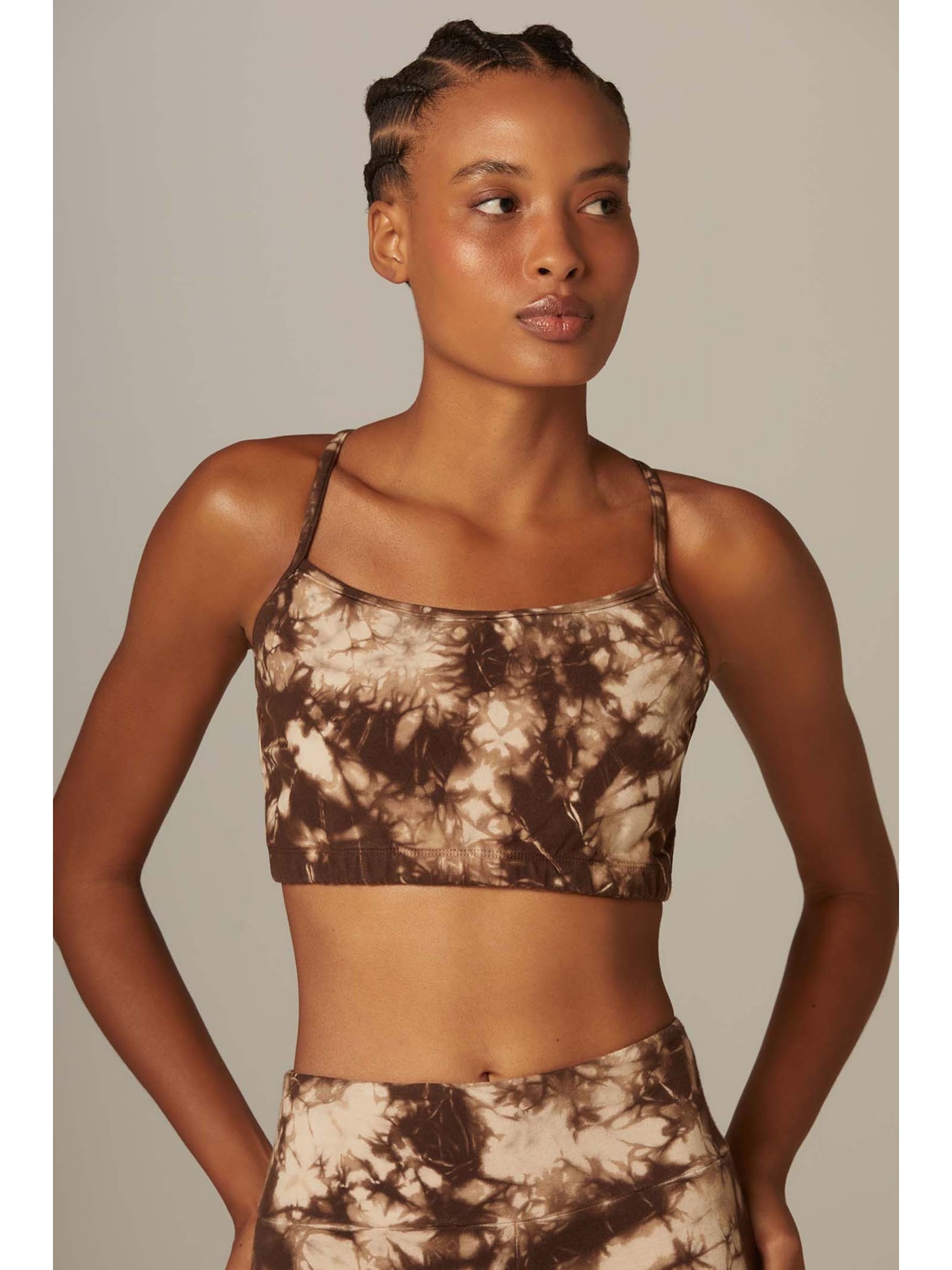 Top Yoga Tie Dye Marrom Algodão Noeli Yogini