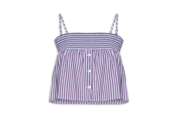 Topinho Feminino Cropped Voil Listrado - Roxo