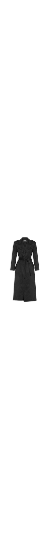 Trench Coat Alongado Feminino - Preto