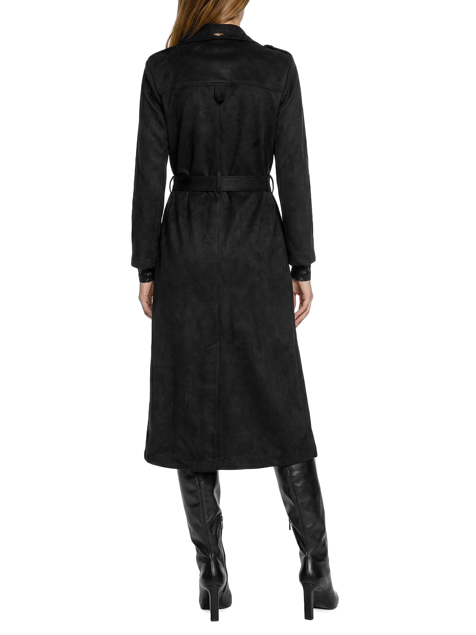 Trench Coat Alongado Feminino Preto Lança Perfume