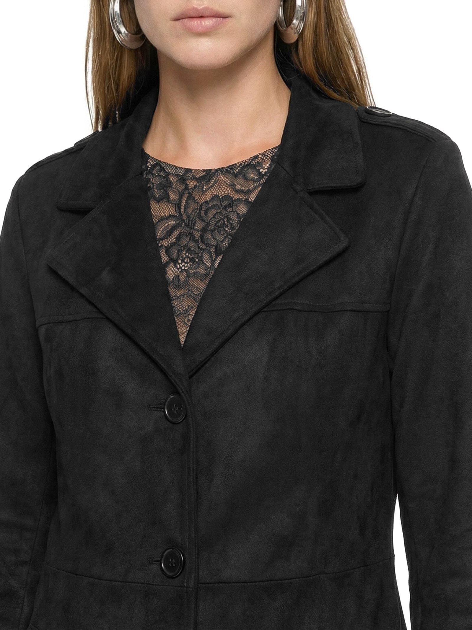 Trench Coat Alongado Feminino Preto Lança Perfume