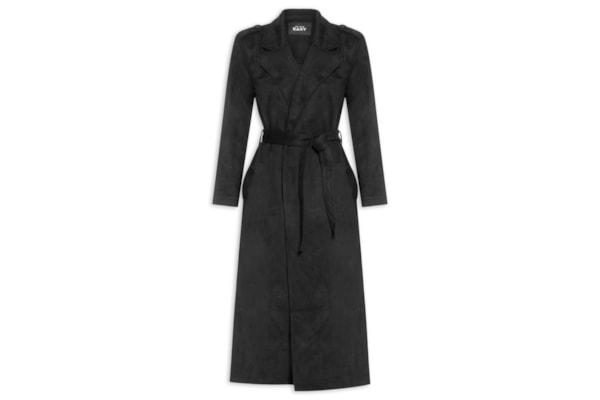 Trench Coat Alongado Feminino - Preto