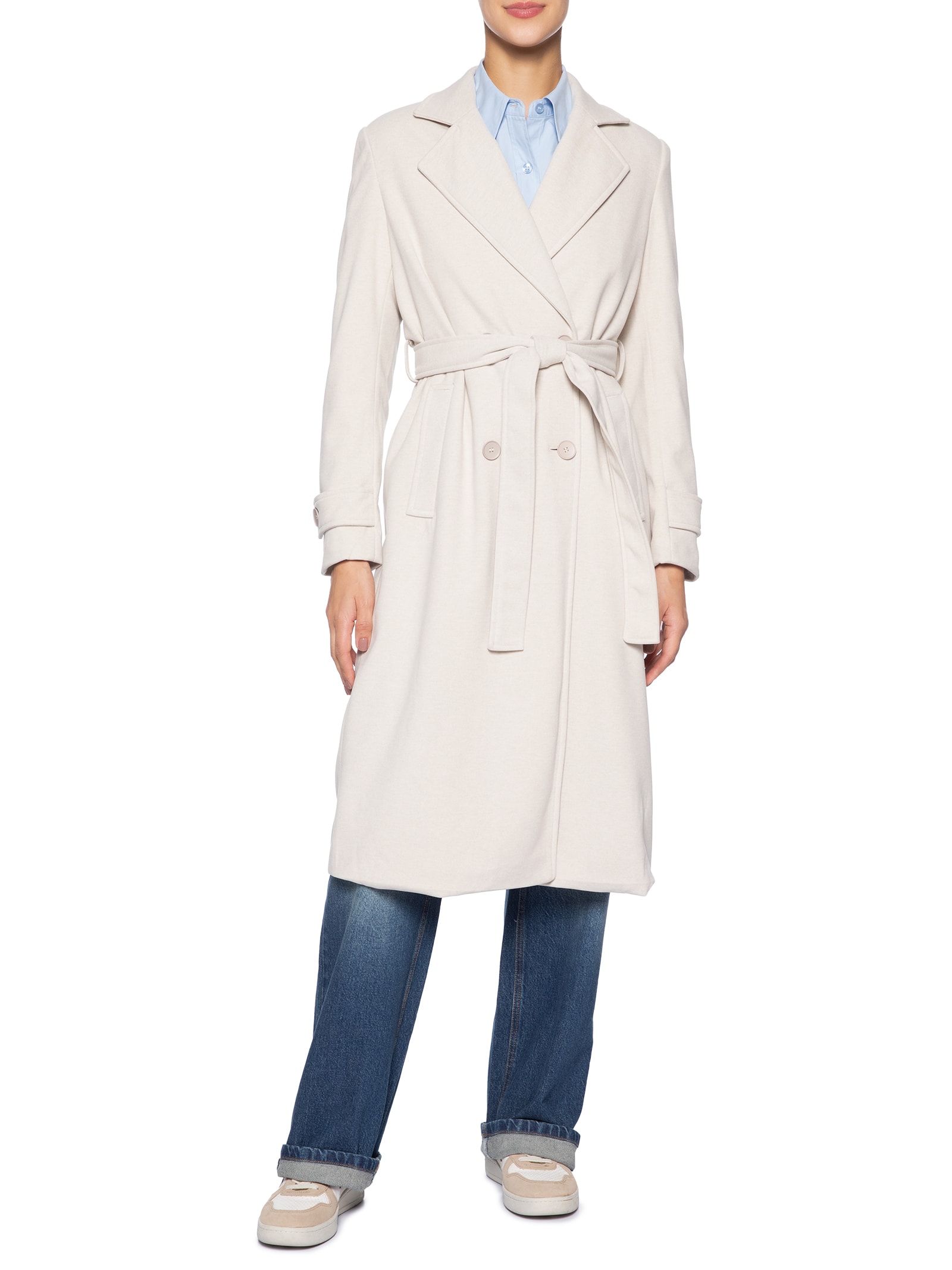 Trench Coat Feminino Com Cinto Bege Basiq