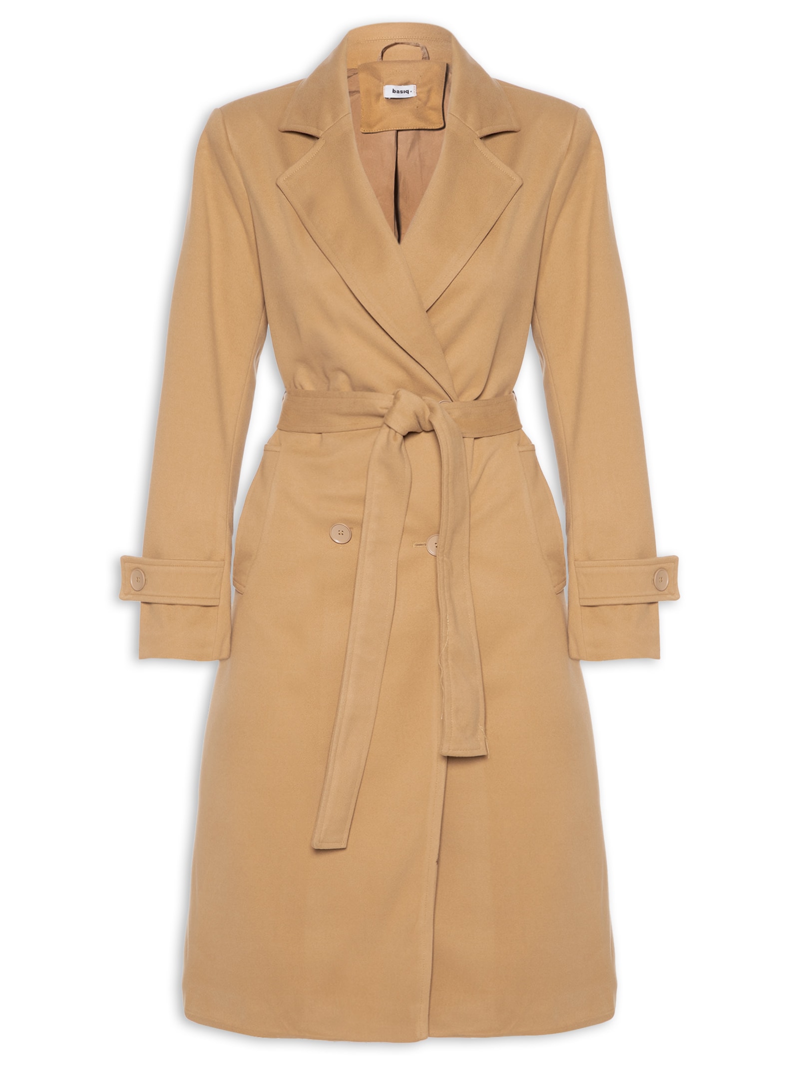 Trench Coat Feminino Com Cinto Bege Basiq