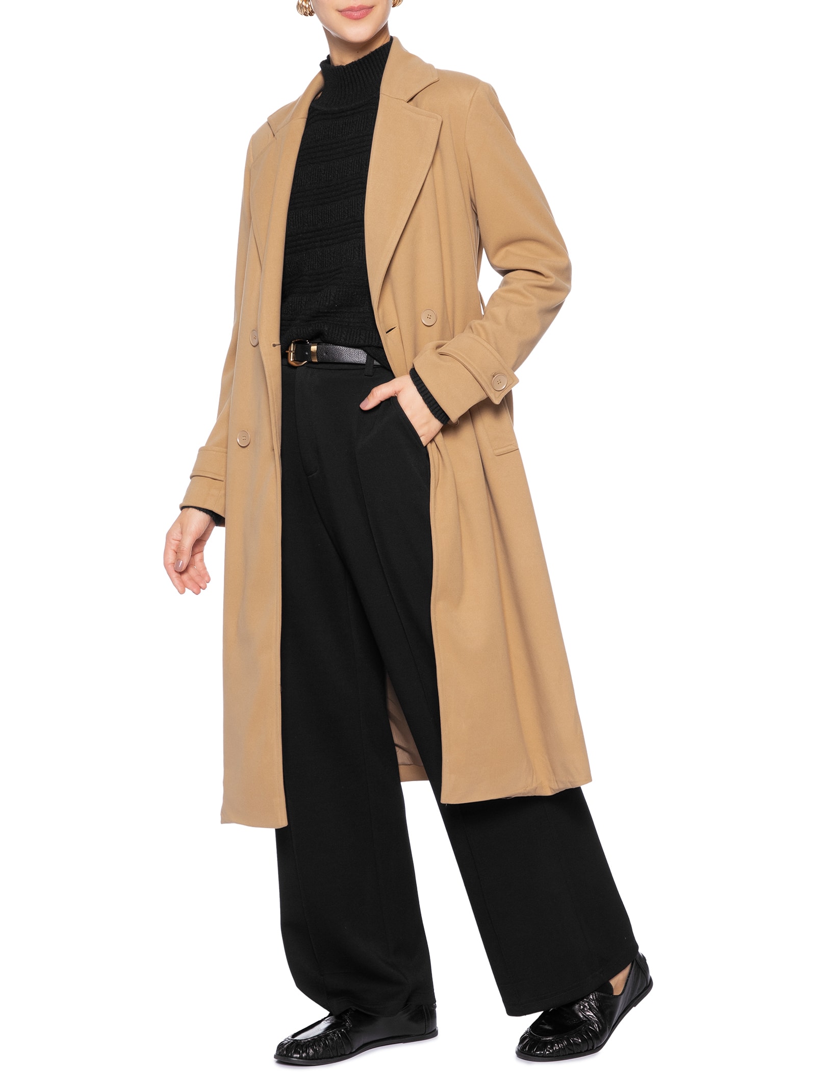 Trench Coat Feminino Com Cinto Bege Basiq