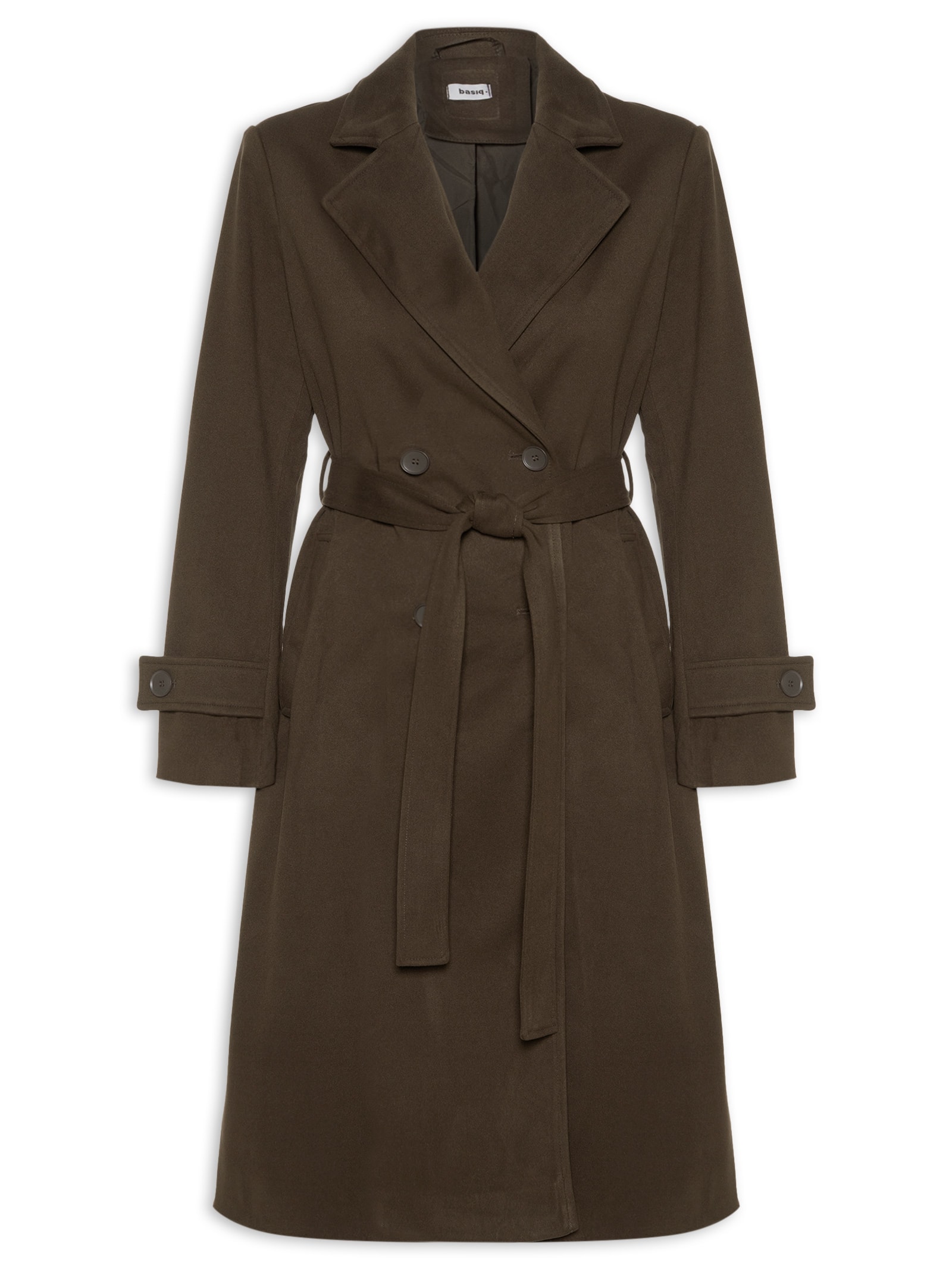 Trench Coat Feminino Com Cinto Marrom Basiq