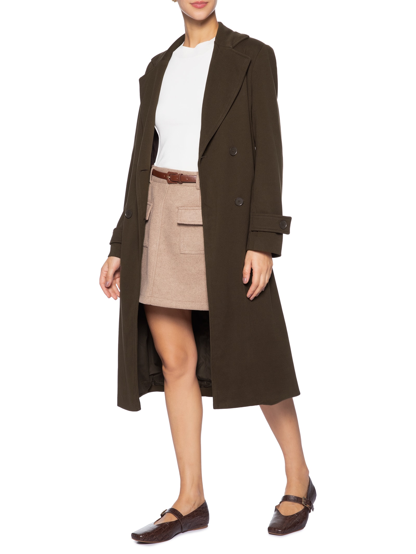 Trench Coat Feminino Com Cinto Marrom Basiq