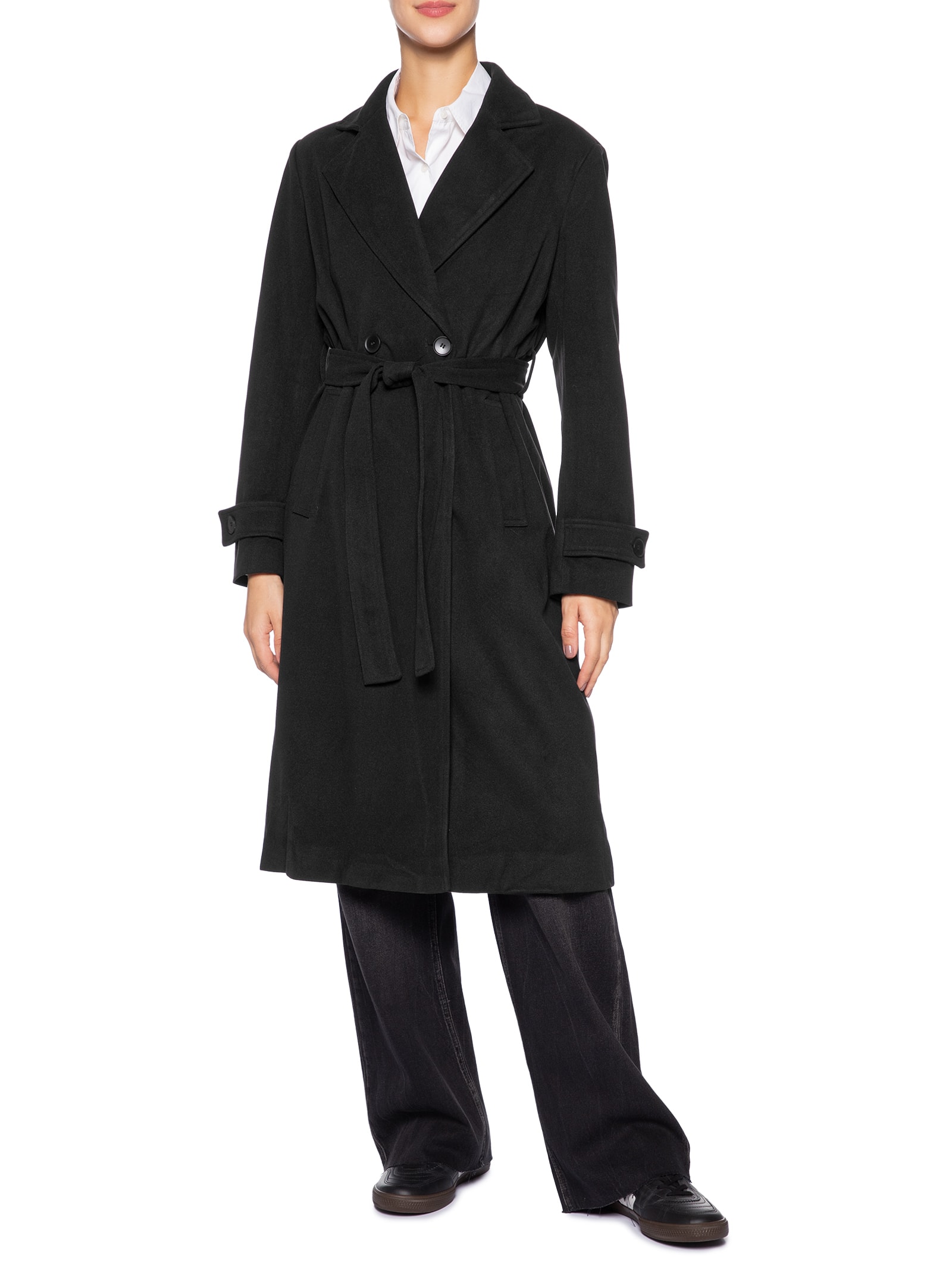 Trench Coat Feminino Com Cinto Preto Basiq