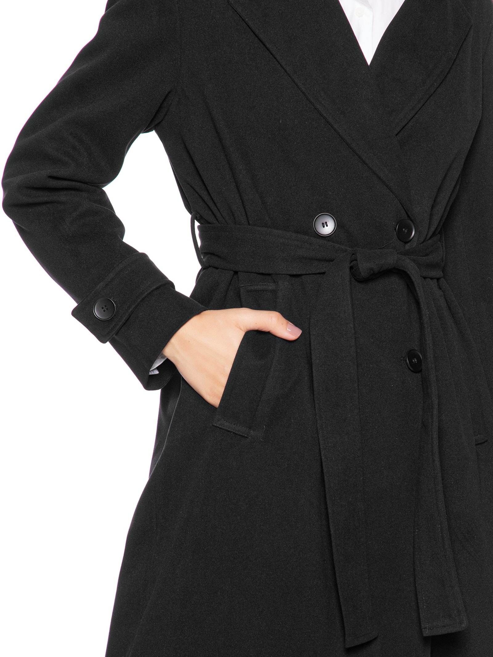 Trench Coat Feminino Com Cinto Preto Basiq