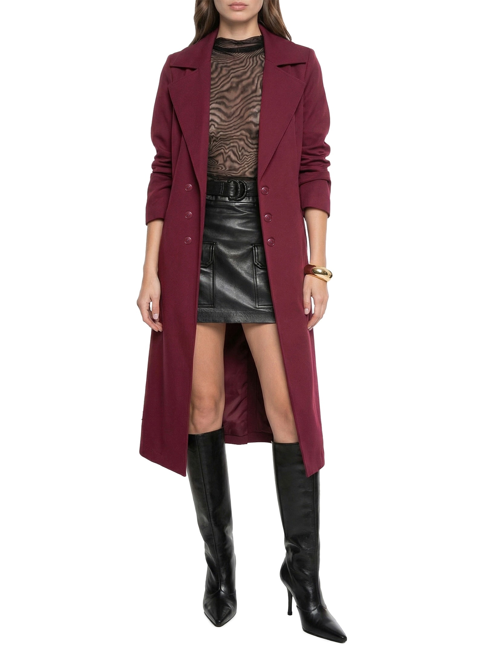 Trench Coat Feminino Com Faixa Vinho Lança Perfume