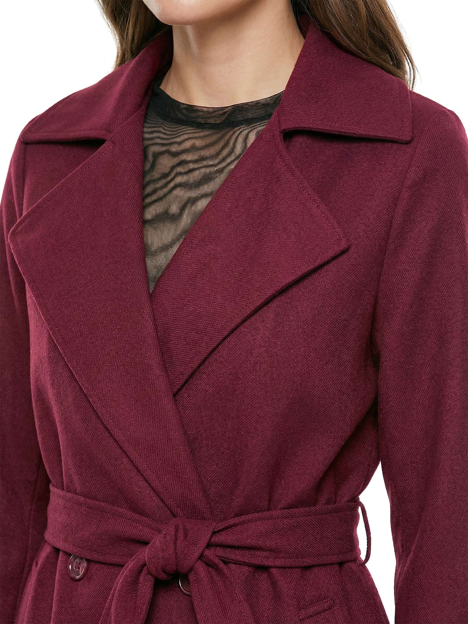 Trench Coat Feminino Com Faixa Vinho Lança Perfume