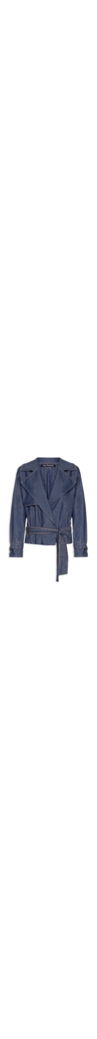 Trench Coat Jeans Curto Feminino - Azul