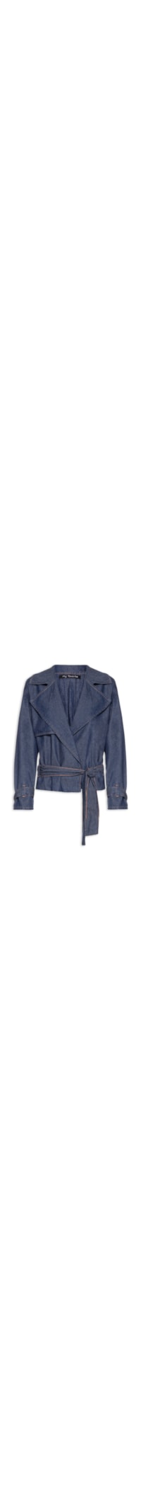 Trench Coat Jeans Curto Feminino - Azul