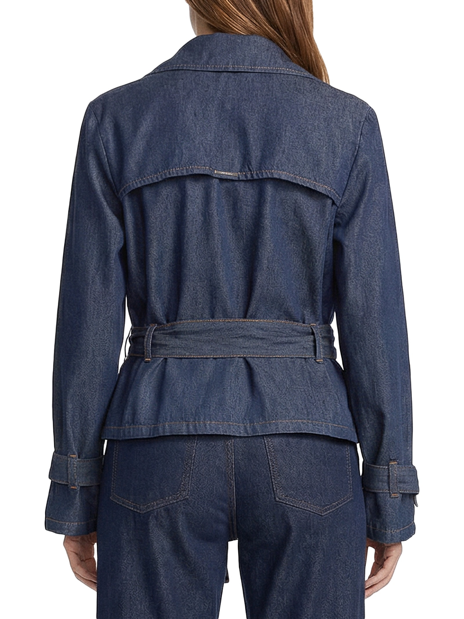 Trench Coat Jeans Curto Feminino Azul My Favorite