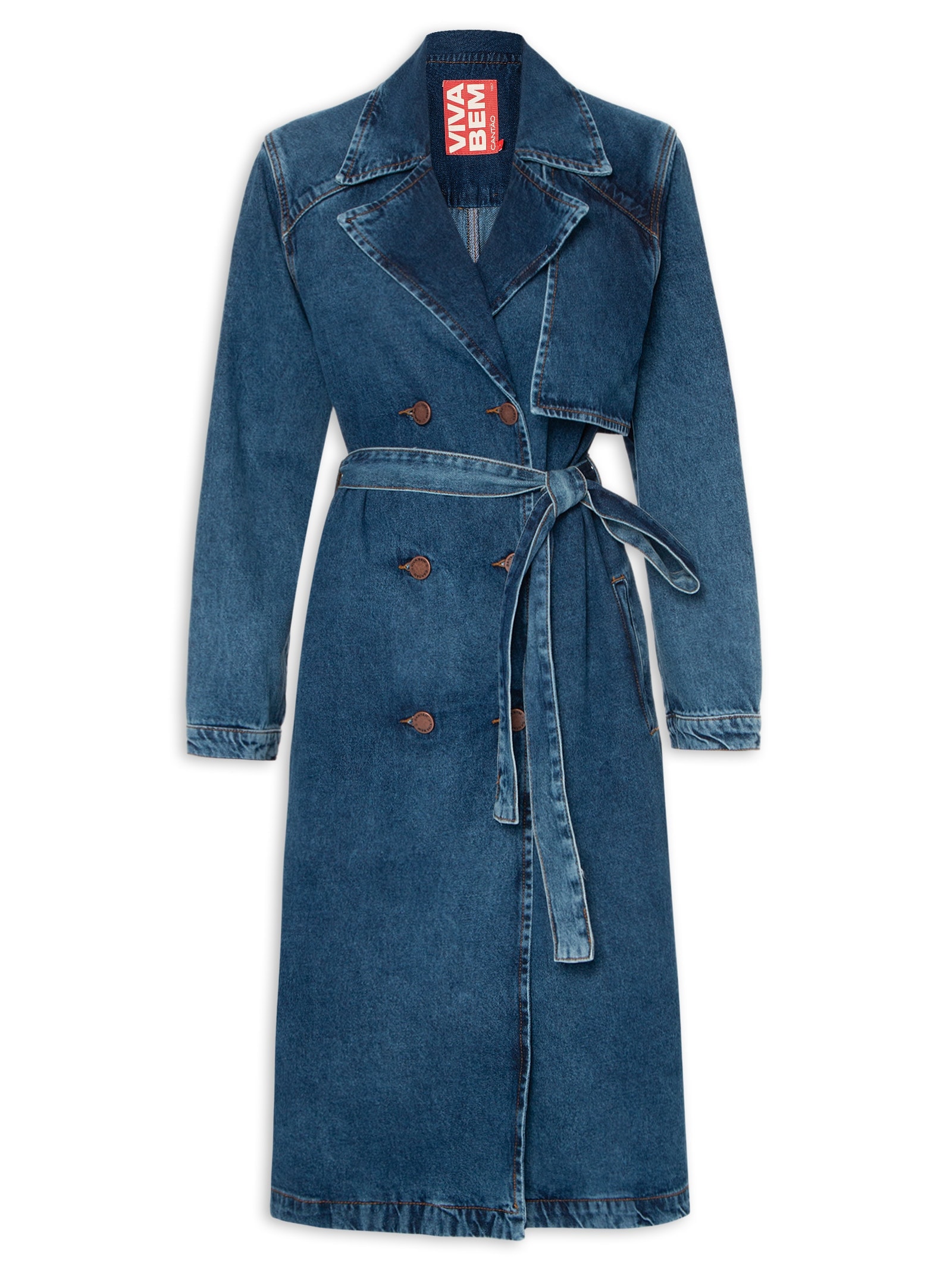 Trench Coat Jeans Stone Azul Cantão