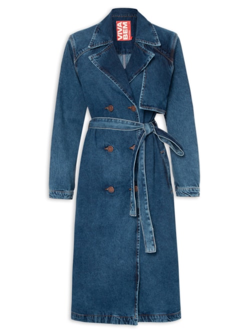 Trench Coat Jeans Stone - Azul