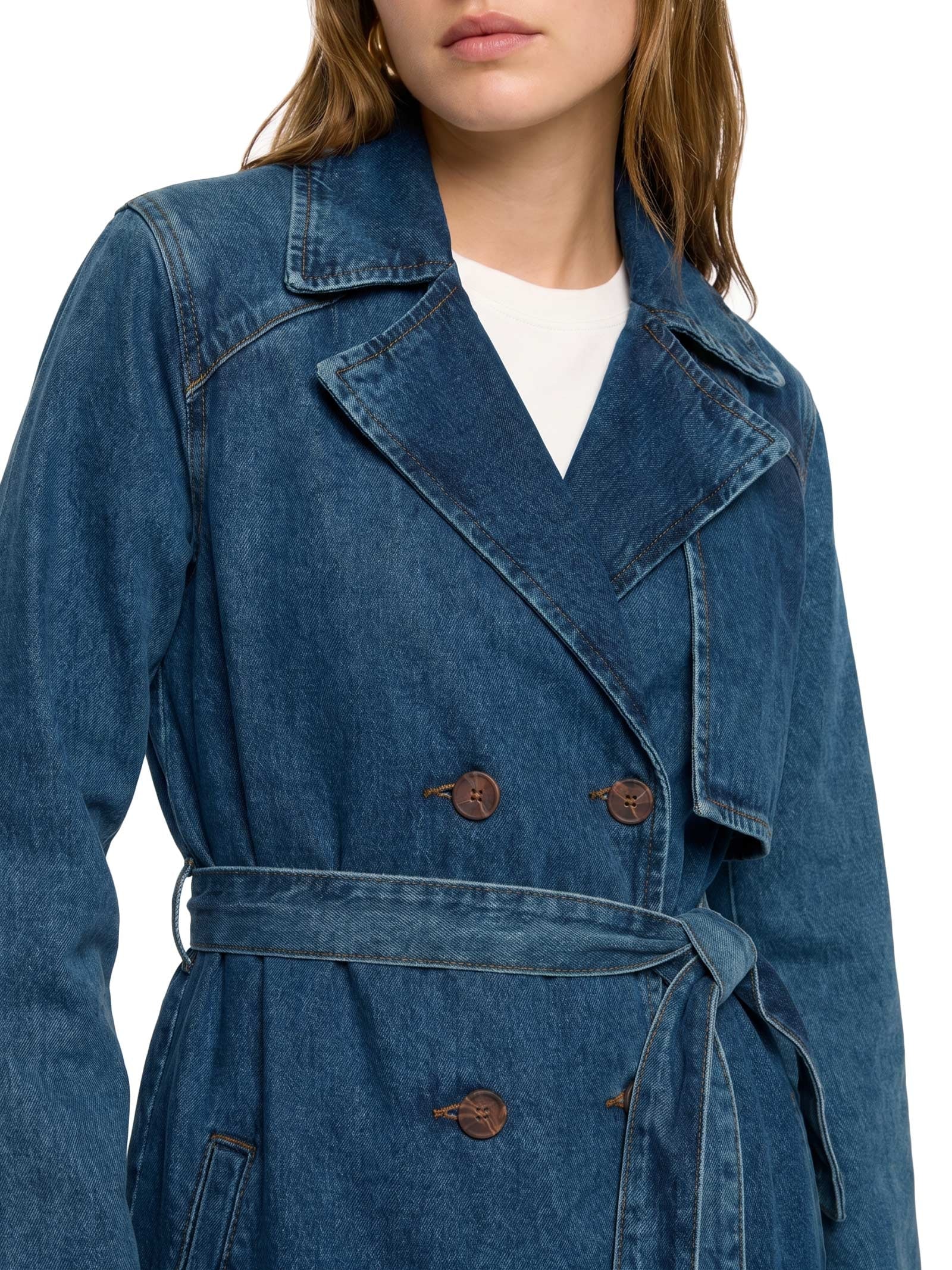 Trench Coat Jeans Stone Azul Cantão