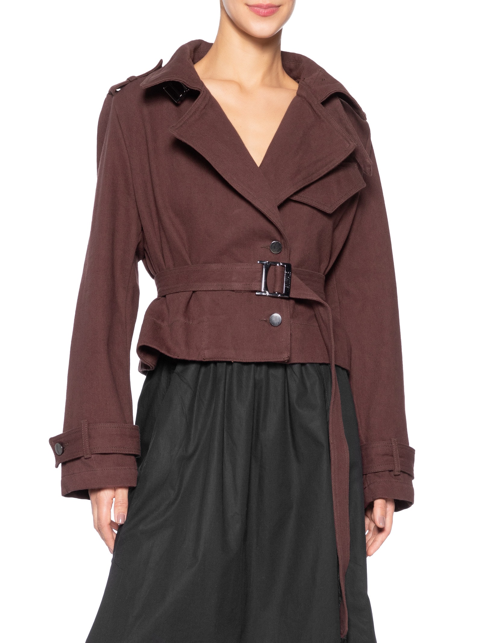 Trench Feminino De Sarja Curto Boho Marrom Animale