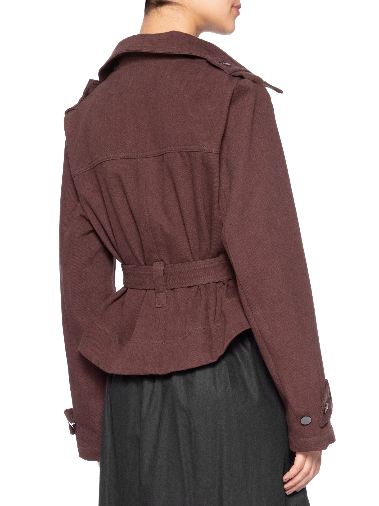 Trench Feminino De Sarja Curto Boho Marrom Animale