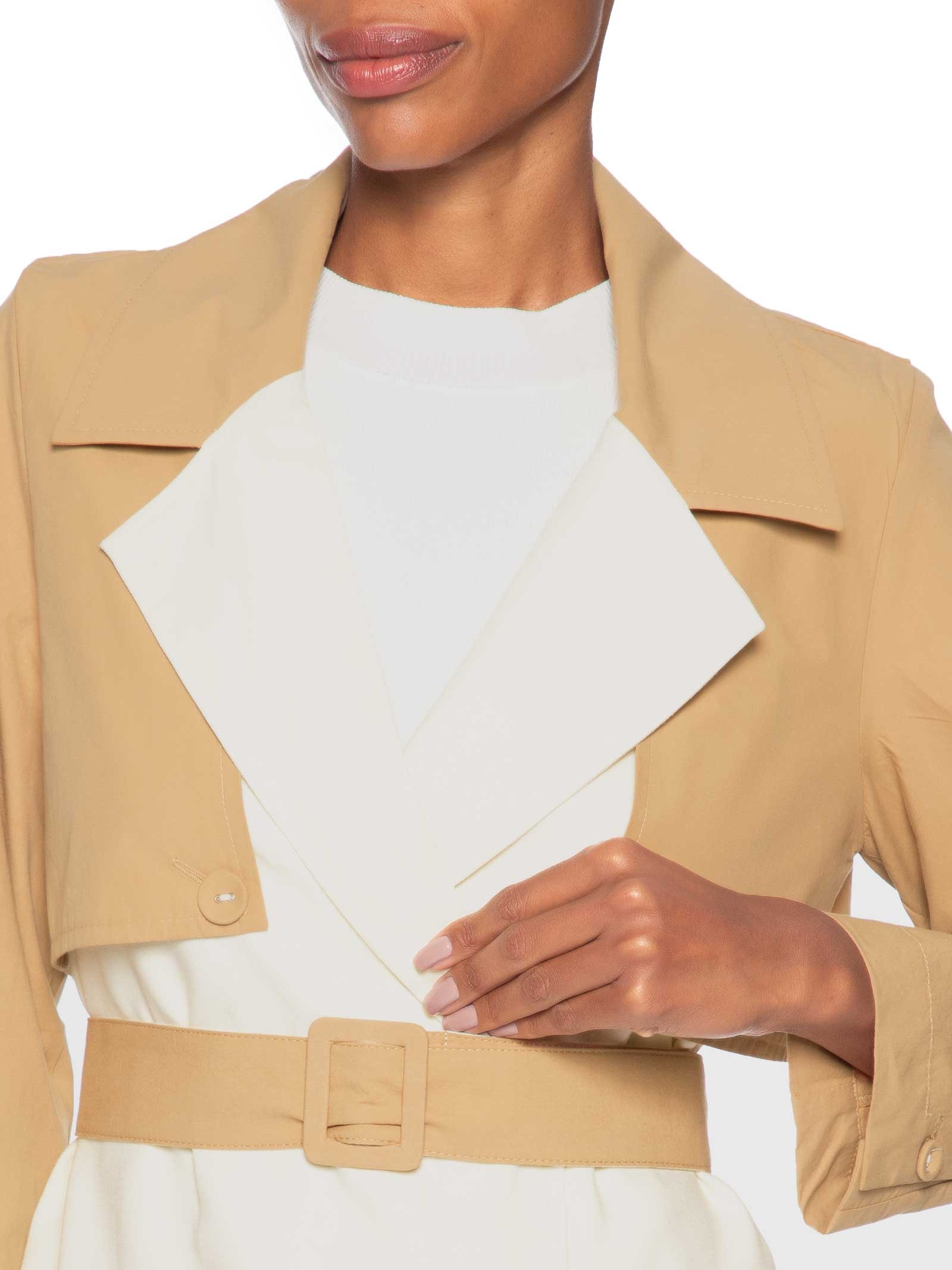 Trench Feminino Linho com Detalhe em Algodão – Branco Dress To