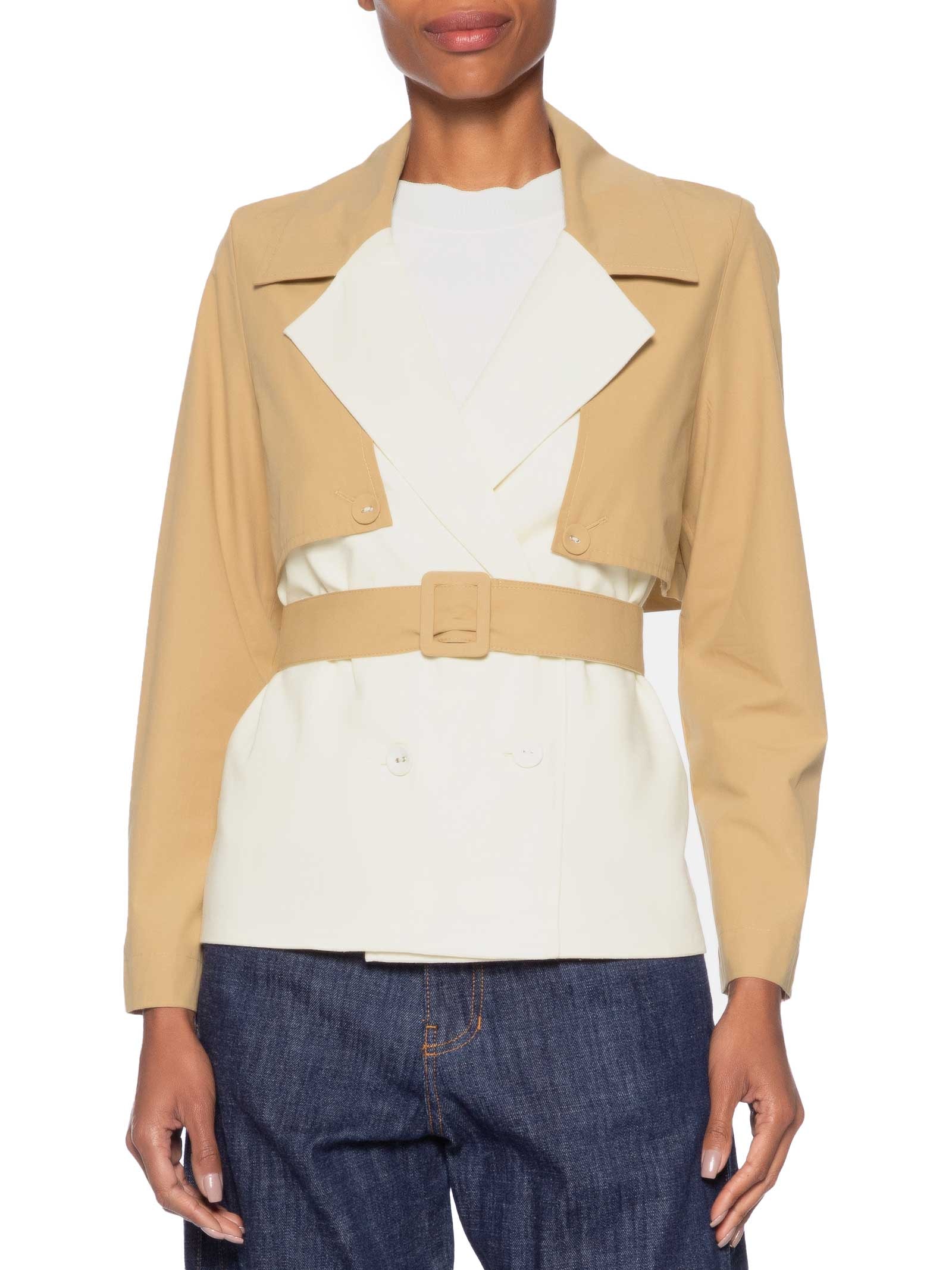 Trench Feminino Linho com Detalhe em Algodão – Branco Dress To
