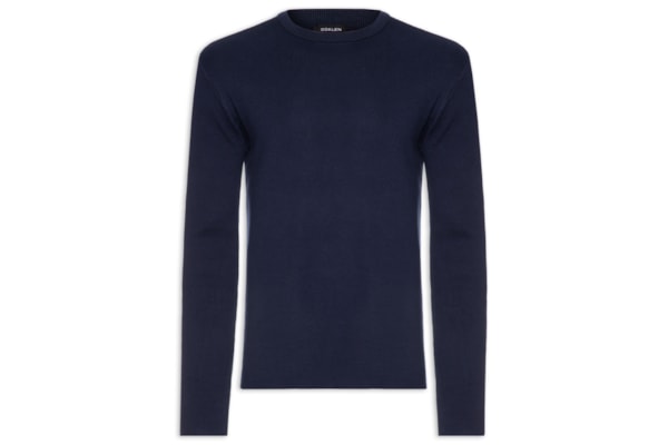 Tricot Manga Longa Masculino Over Solid Cotton – Azul