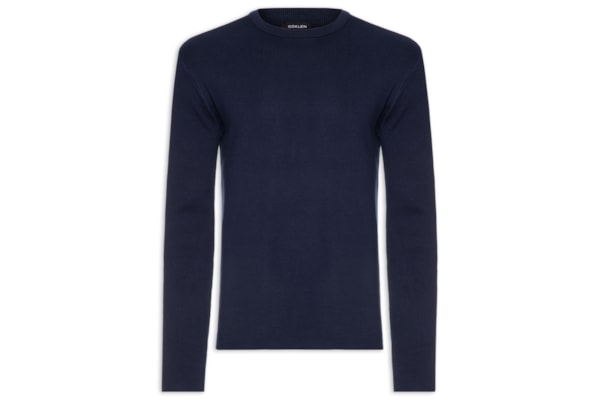 Tricot Manga Longa Solid Cotton Masculino – Azul